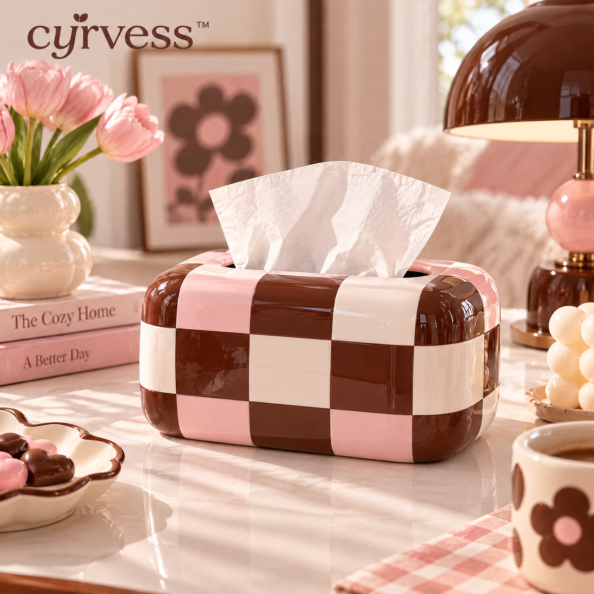 𝒄𝒚𝒓𝒗𝒆𝒔𝒔™ Checkerboard Tissue Box