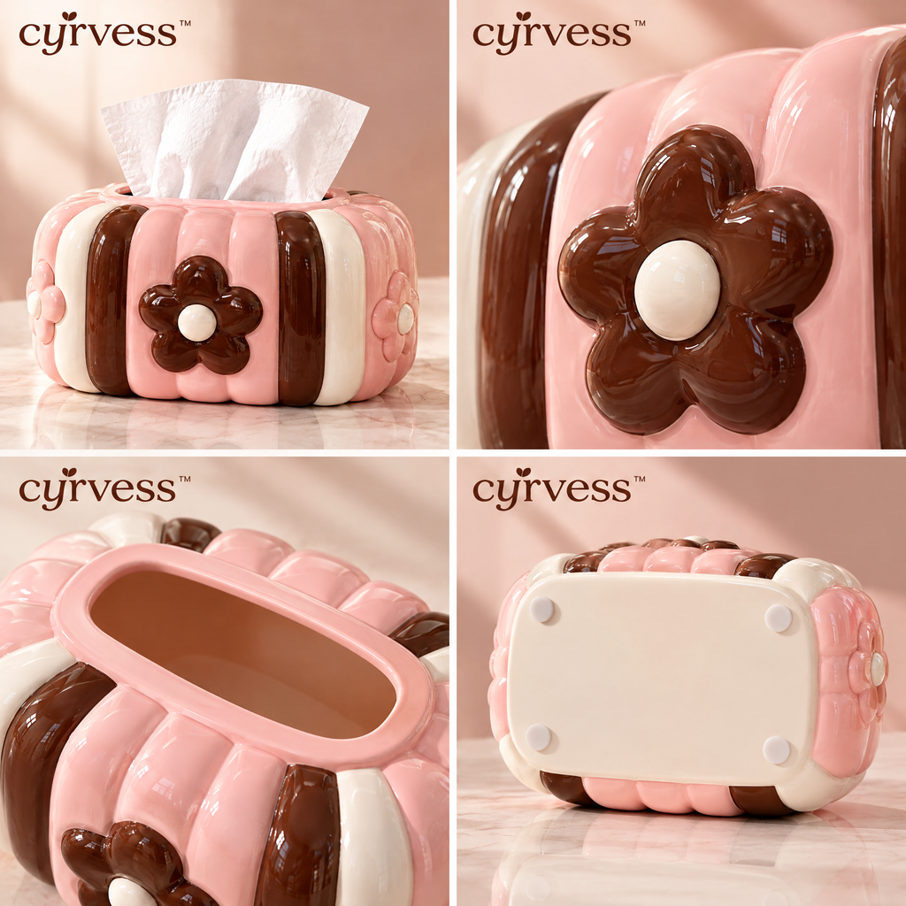 𝒄𝒚𝒓𝒗𝒆𝒔𝒔™ Pleated Ceramic Tissue Box