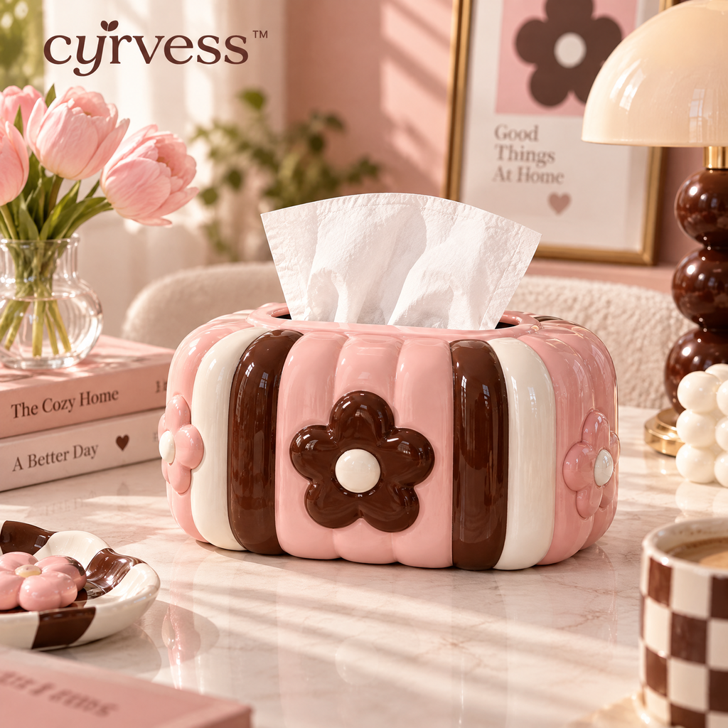 𝒄𝒚𝒓𝒗𝒆𝒔𝒔™ Pleated Ceramic Tissue Box