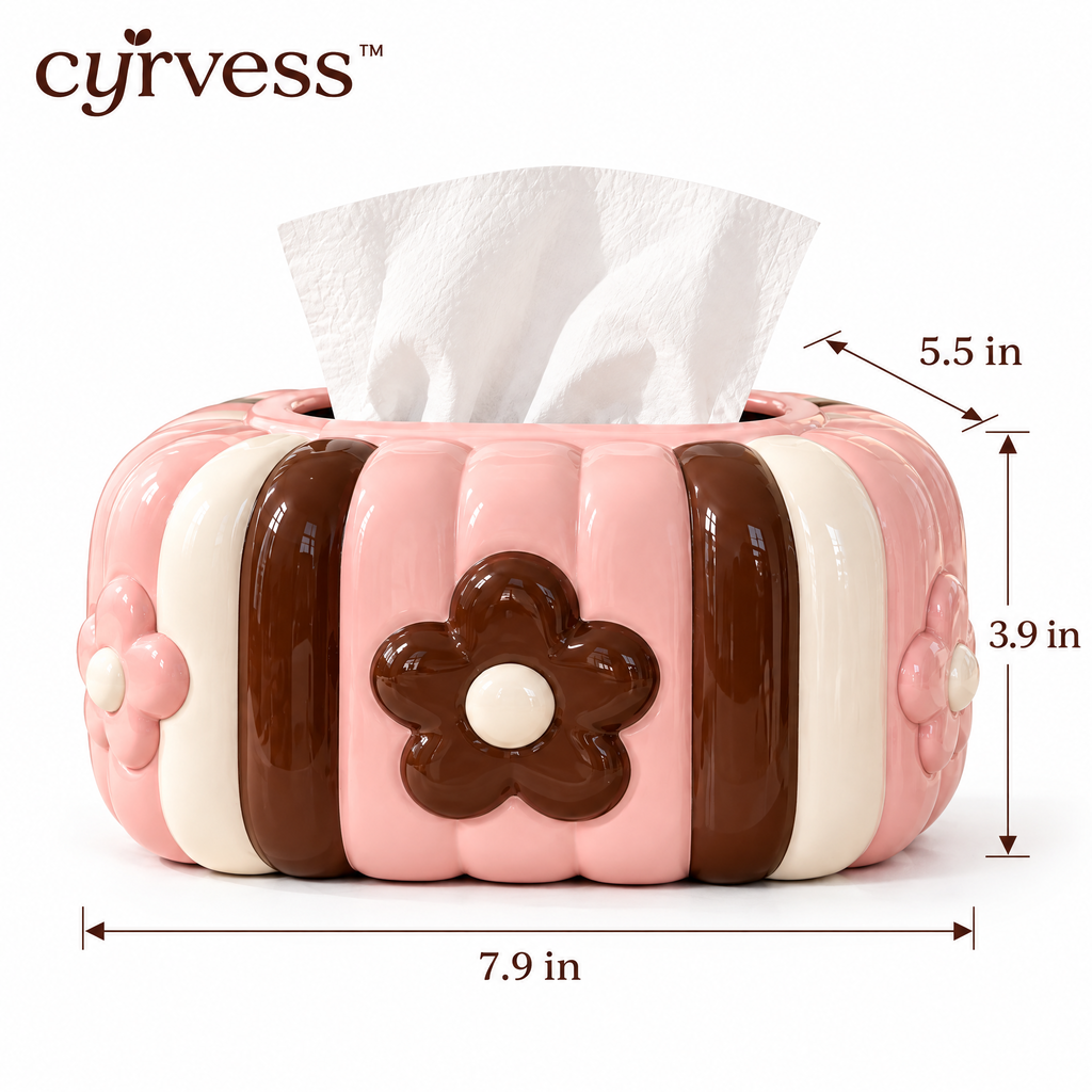 𝒄𝒚𝒓𝒗𝒆𝒔𝒔™ Pleated Ceramic Tissue Box