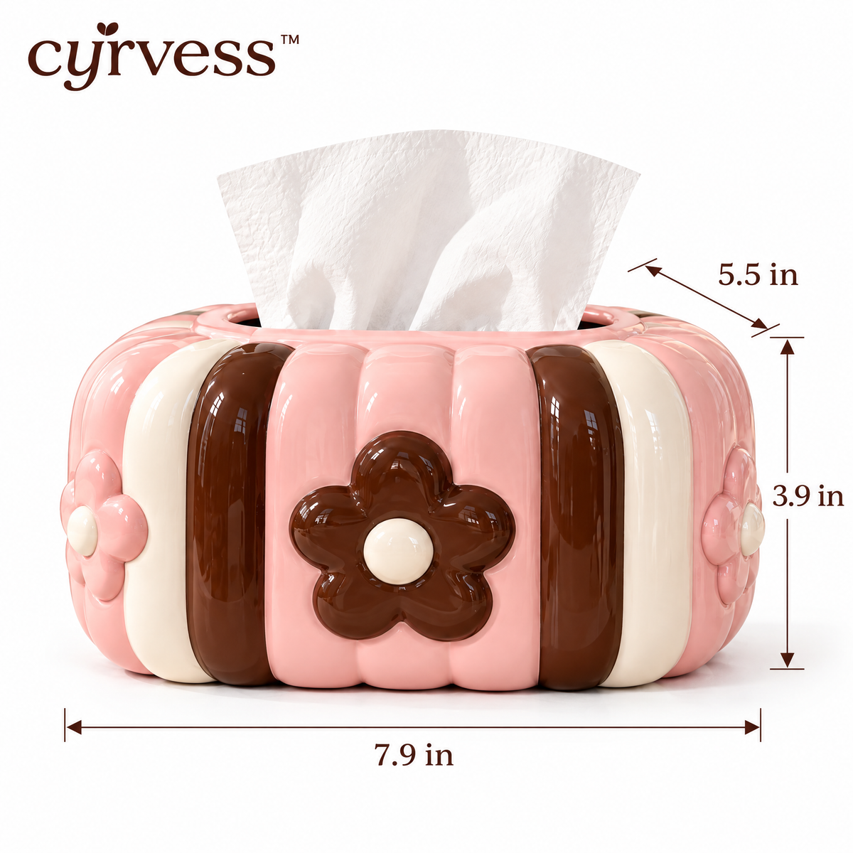 𝒄𝒚𝒓𝒗𝒆𝒔𝒔™ Pleated Ceramic Tissue Box