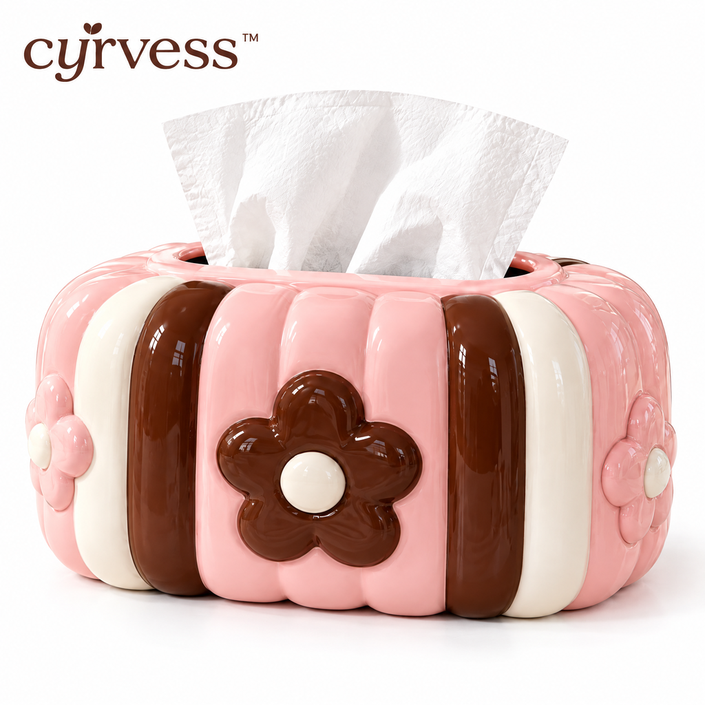𝒄𝒚𝒓𝒗𝒆𝒔𝒔™ Pleated Ceramic Tissue Box