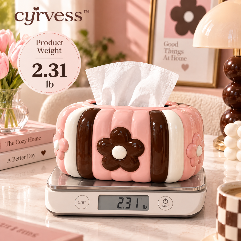 𝒄𝒚𝒓𝒗𝒆𝒔𝒔™ Pleated Ceramic Tissue Box