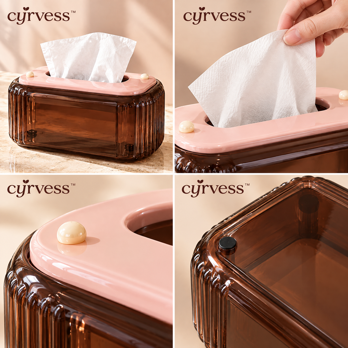 𝒄𝒚𝒓𝒗𝒆𝒔𝒔™ Smoked Acrylic Tissue Box