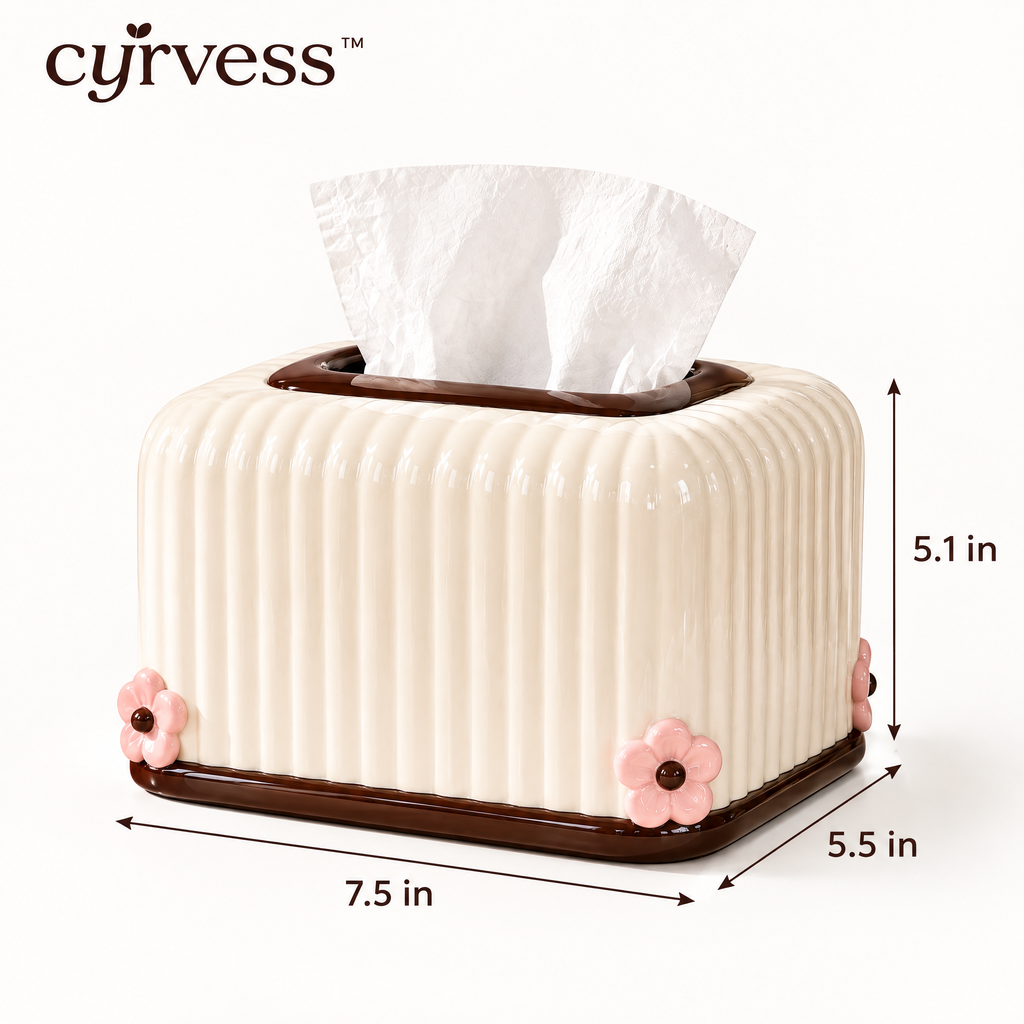 𝒄𝒚𝒓𝒗𝒆𝒔𝒔™ Ribbed Square Tissue Box Cover