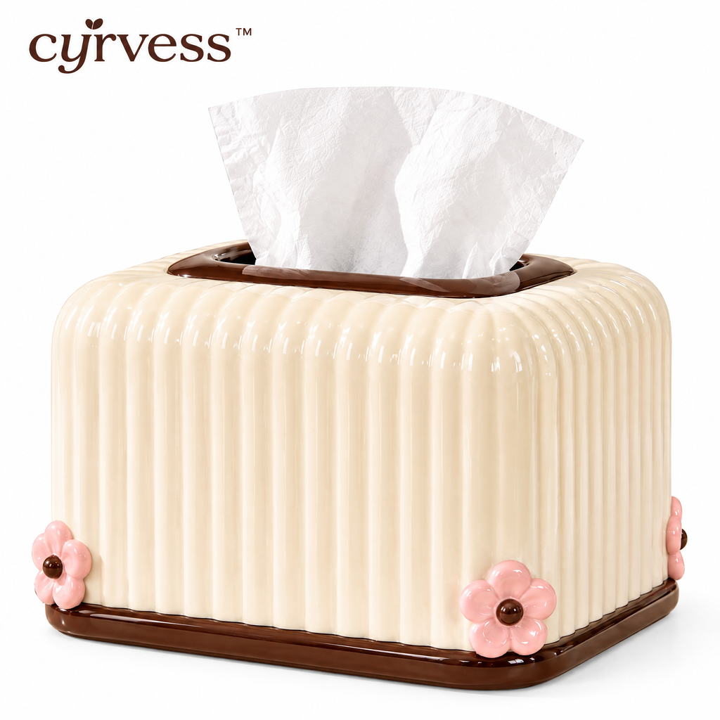 𝒄𝒚𝒓𝒗𝒆𝒔𝒔™ Ribbed Square Tissue Box Cover