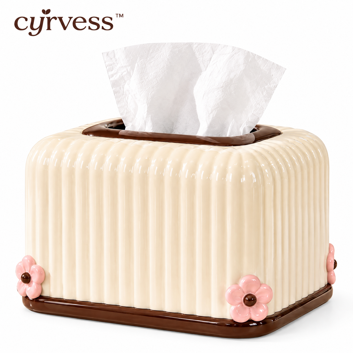 𝒄𝒚𝒓𝒗𝒆𝒔𝒔™ Ribbed Square Tissue Box Cover