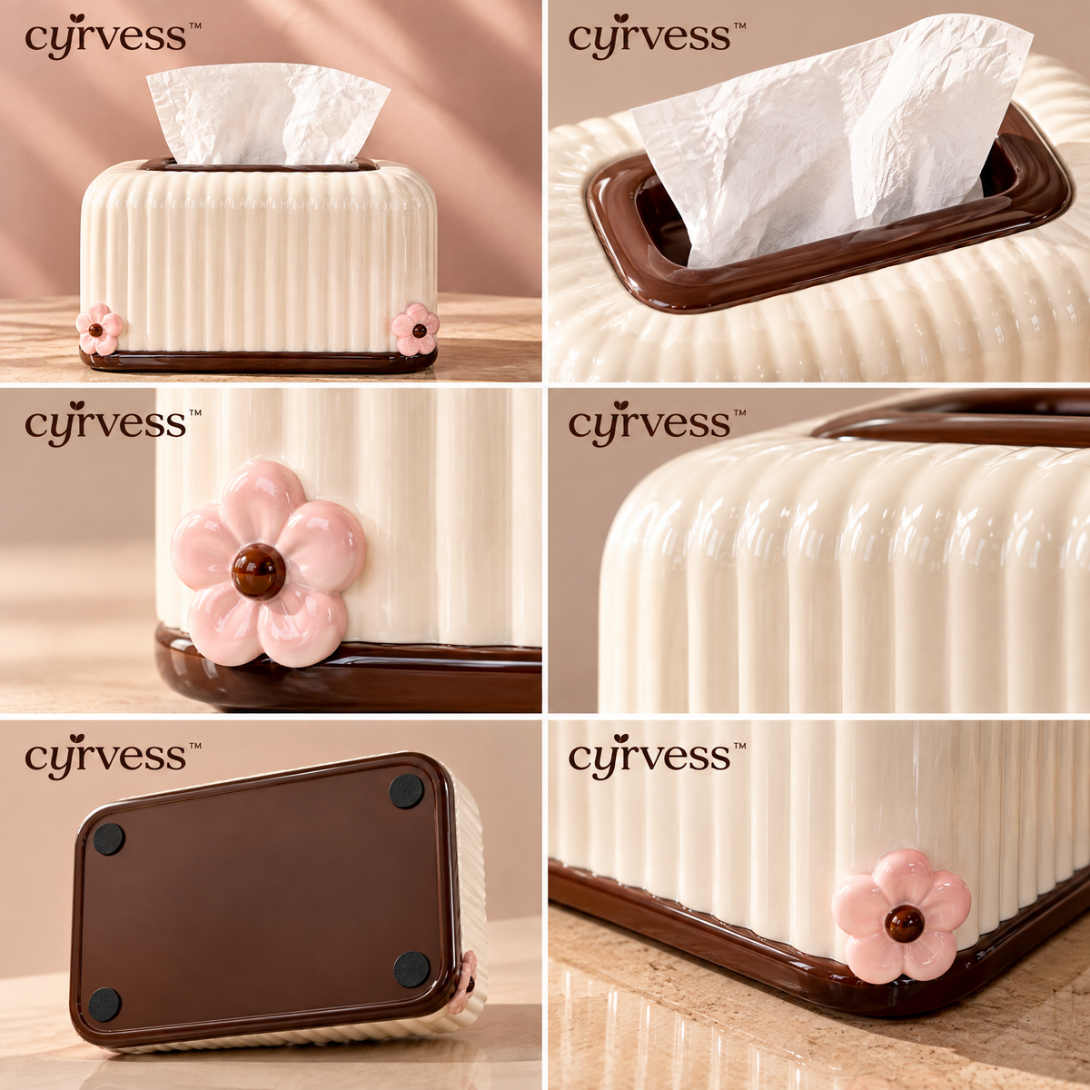 𝒄𝒚𝒓𝒗𝒆𝒔𝒔™ Ribbed Square Tissue Box Cover