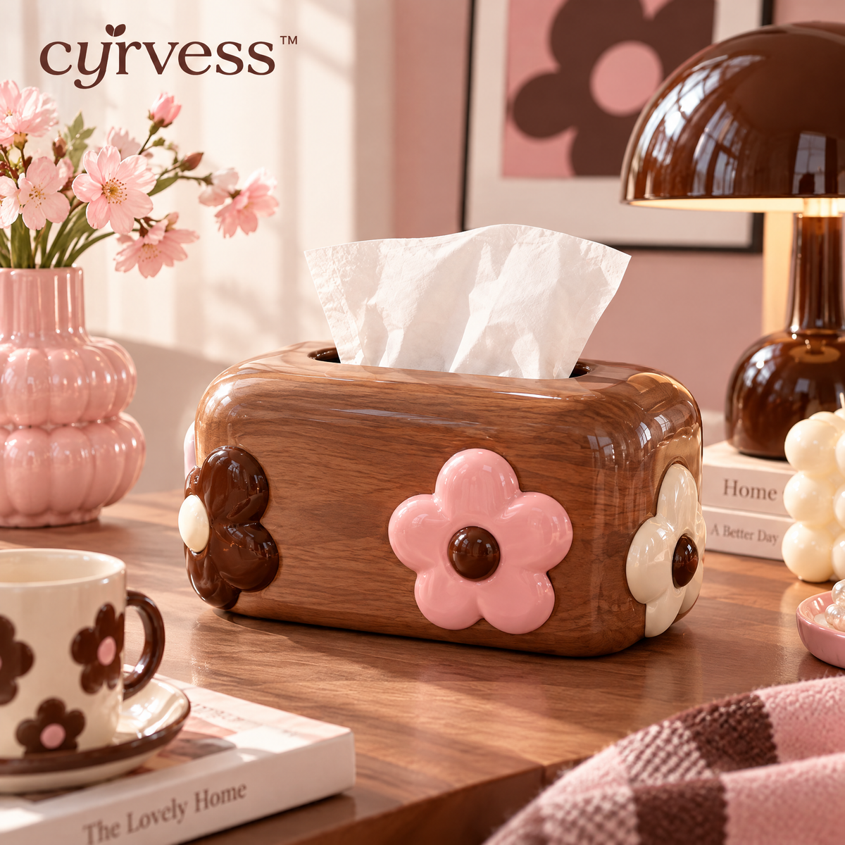 𝒄𝒚𝒓𝒗𝒆𝒔𝒔™ Natural Wood Tissue Box