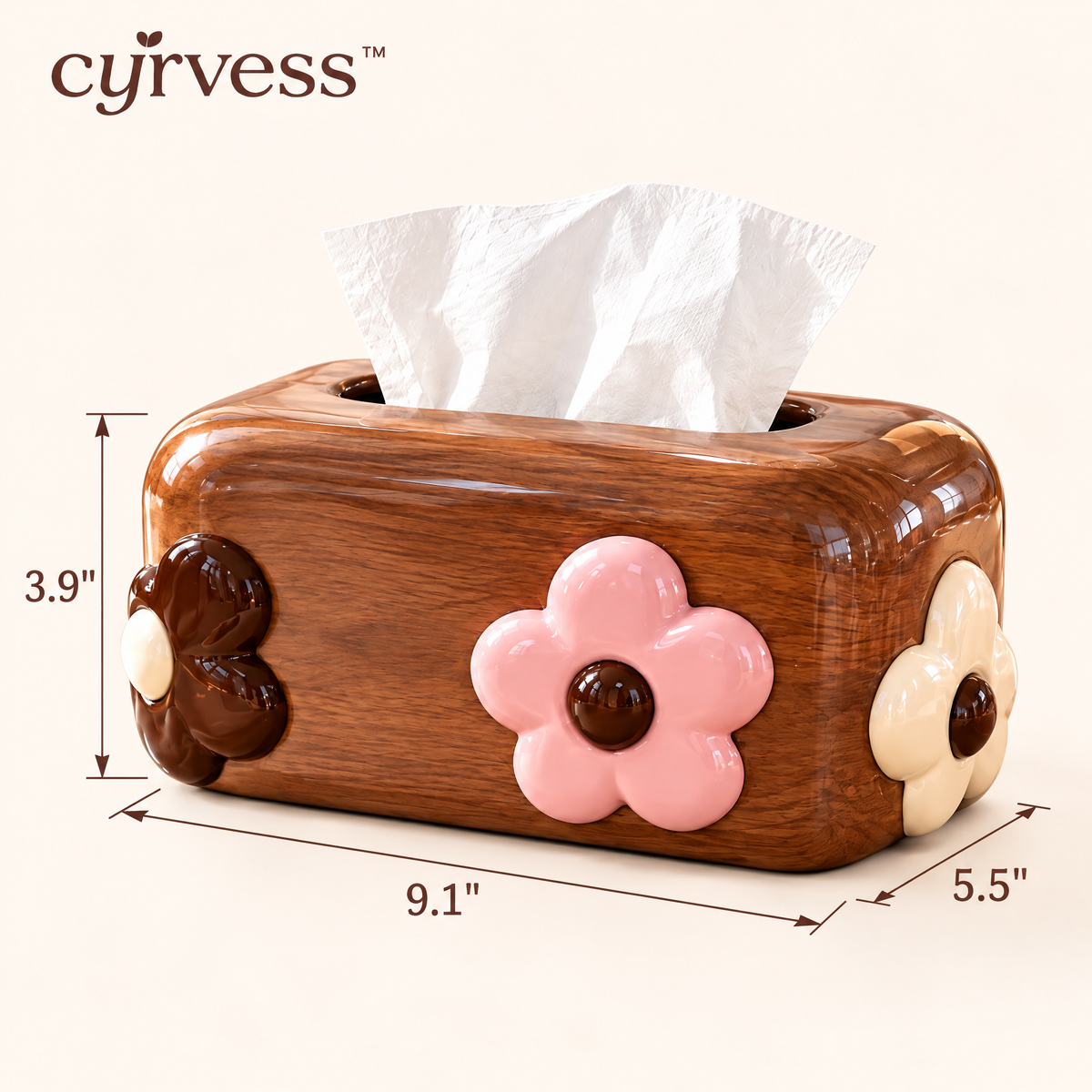 𝒄𝒚𝒓𝒗𝒆𝒔𝒔™ Natural Wood Tissue Box