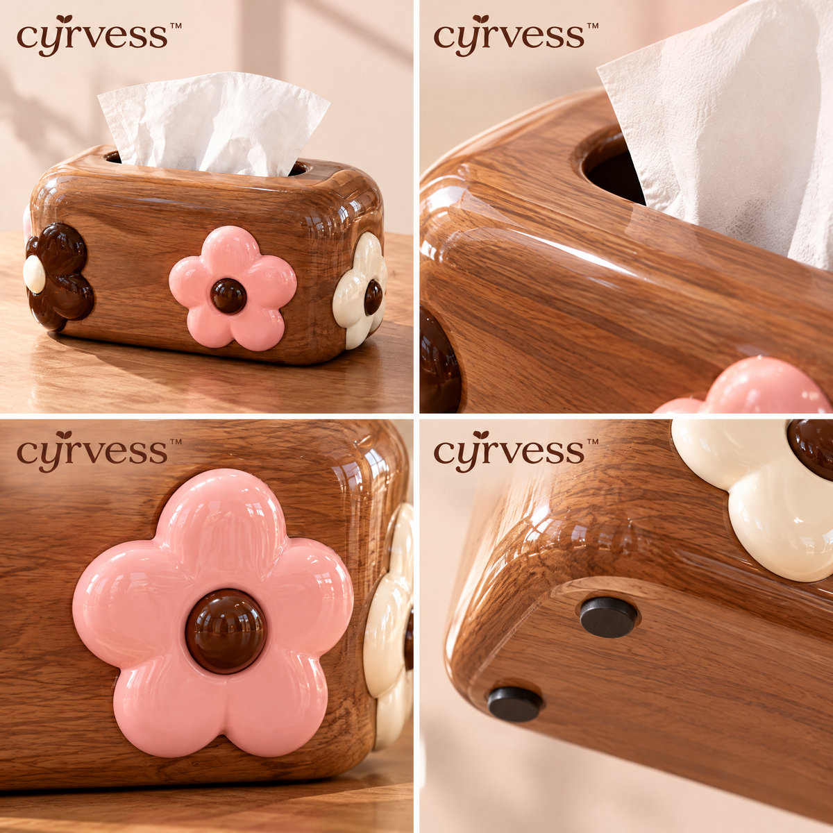 𝒄𝒚𝒓𝒗𝒆𝒔𝒔™ Natural Wood Tissue Box
