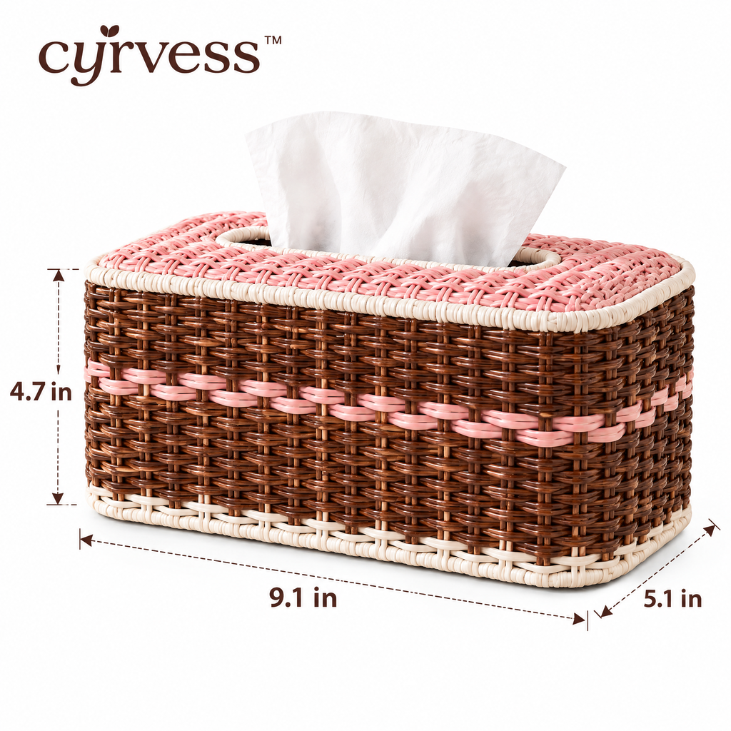 𝒄𝒚𝒓𝒗𝒆𝒔𝒔™ Woven Rattan Tissue Box Cover