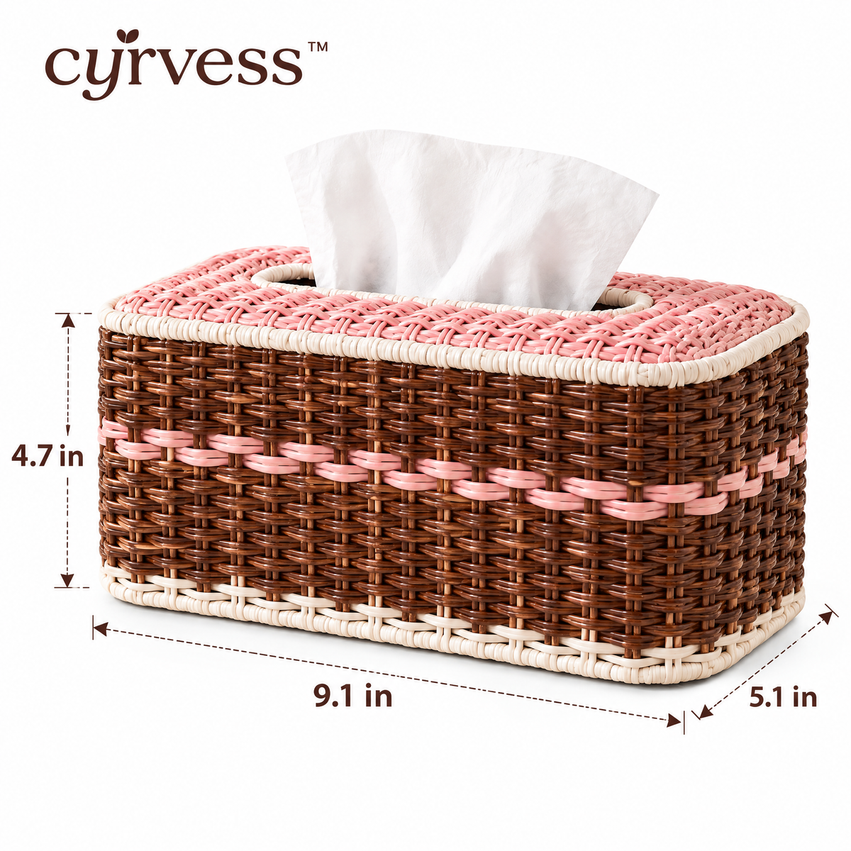 𝒄𝒚𝒓𝒗𝒆𝒔𝒔™ Woven Rattan Tissue Box Cover
