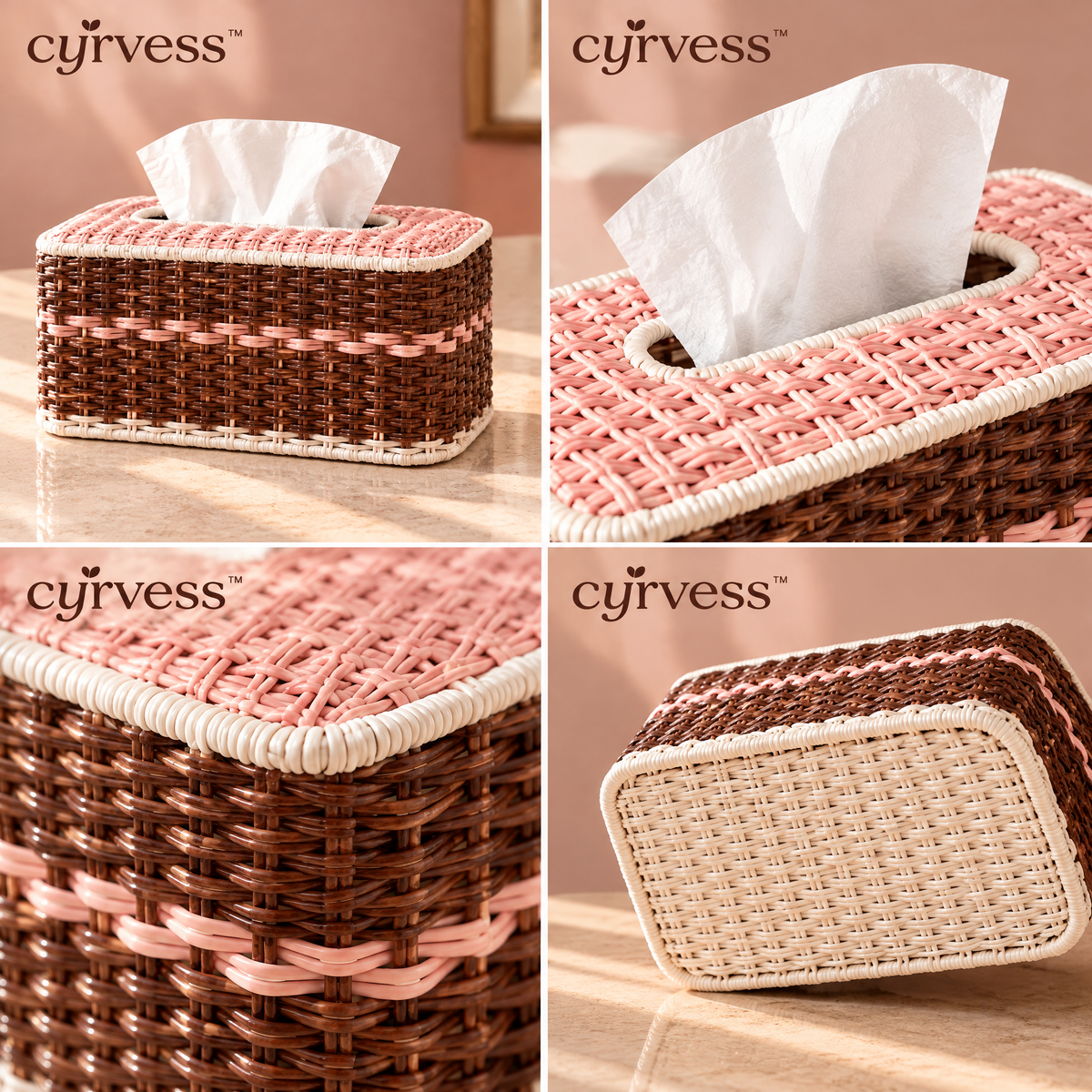 𝒄𝒚𝒓𝒗𝒆𝒔𝒔™ Woven Rattan Tissue Box Cover