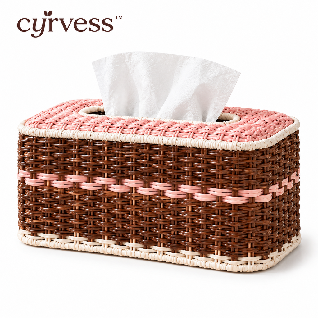 𝒄𝒚𝒓𝒗𝒆𝒔𝒔™ Woven Rattan Tissue Box Cover