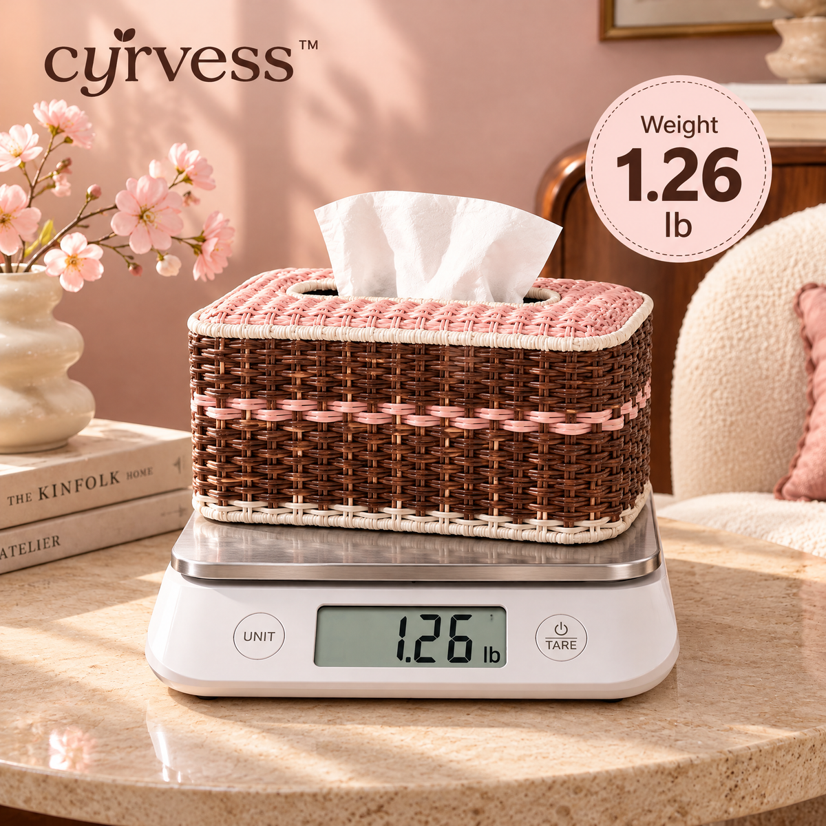 𝒄𝒚𝒓𝒗𝒆𝒔𝒔™ Woven Rattan Tissue Box Cover