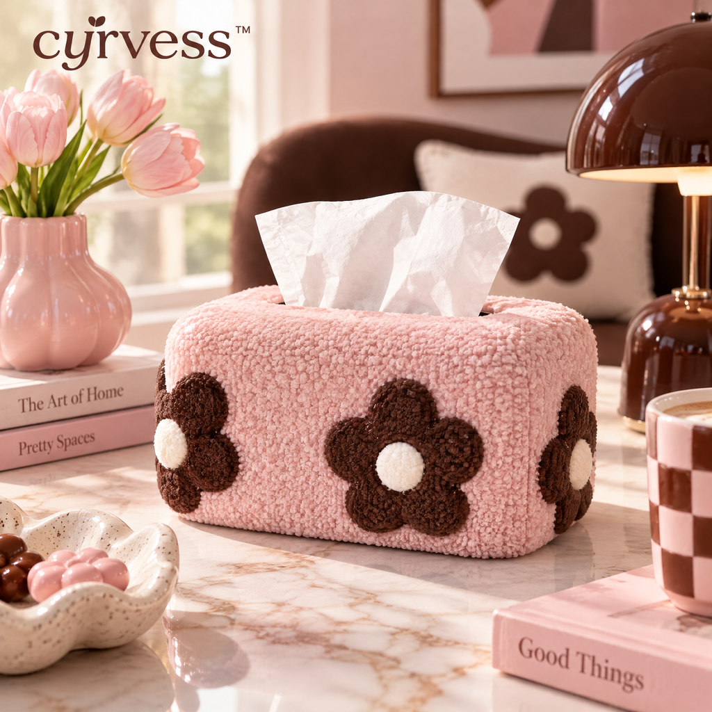 𝒄𝒚𝒓𝒗𝒆𝒔𝒔™ Bouclé Fabric Tissue Box Cover