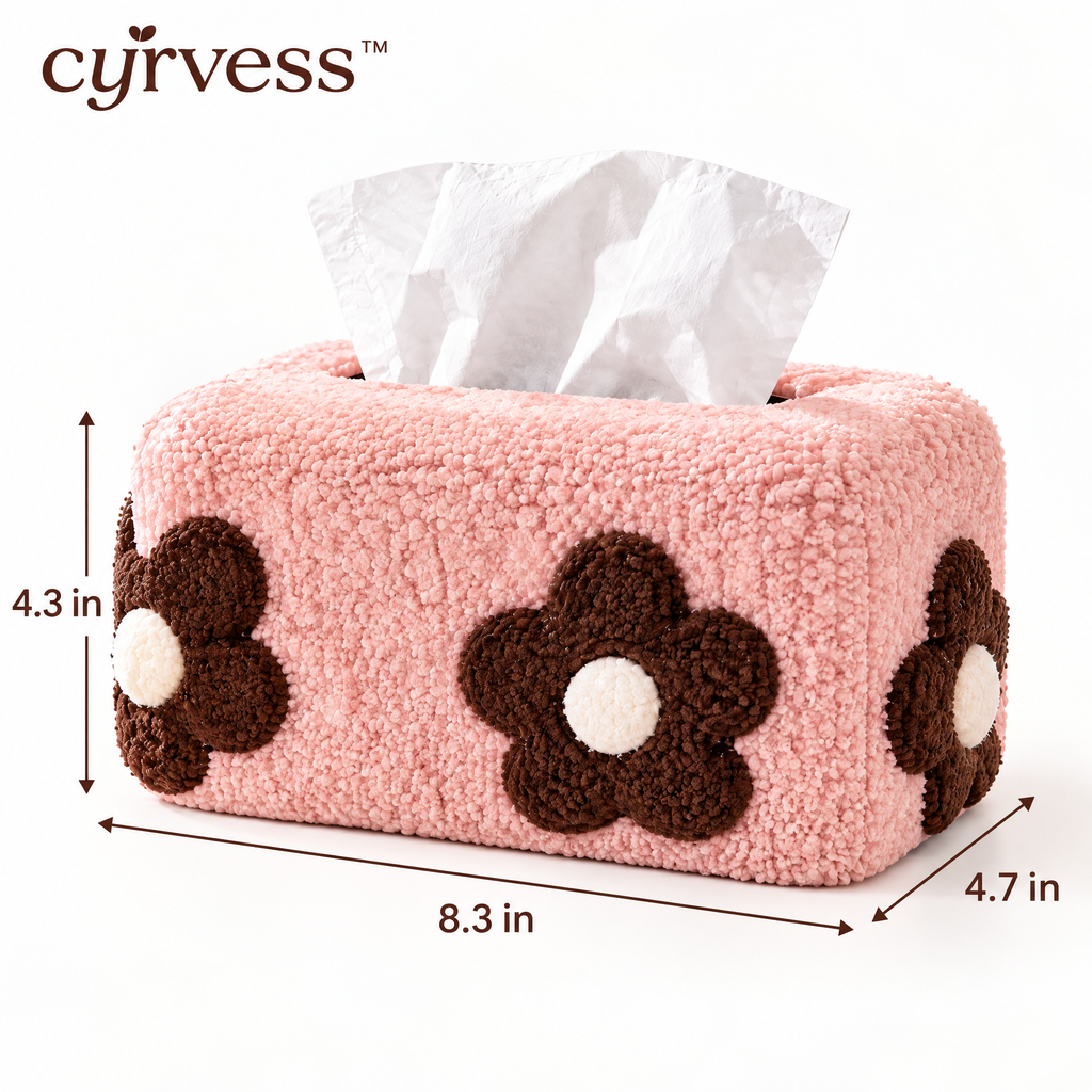 𝒄𝒚𝒓𝒗𝒆𝒔𝒔™ Bouclé Fabric Tissue Box Cover