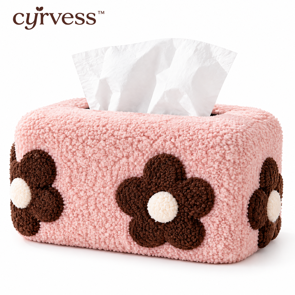 𝒄𝒚𝒓𝒗𝒆𝒔𝒔™ Bouclé Fabric Tissue Box Cover