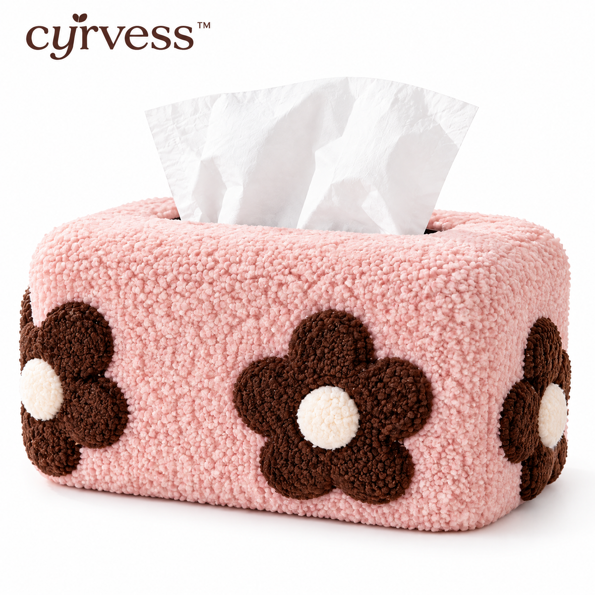 𝒄𝒚𝒓𝒗𝒆𝒔𝒔™ Bouclé Fabric Tissue Box Cover